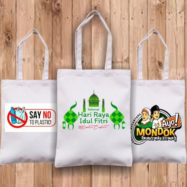 Totebag Blacu Souvenir Free Sablon Desain Custom Full collor