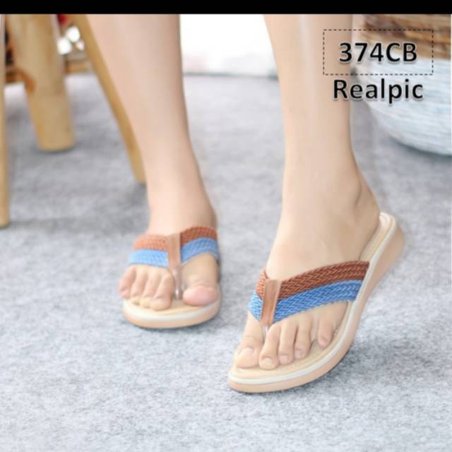 Sandal Wanita Jepit Turki Two Tone - Sandal Wanita Murah - Fashion Wanita