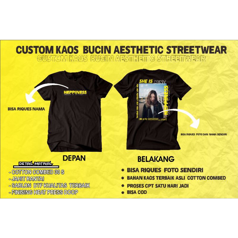 Kaos Custom Bucin Aesthetic Street Wear | Kaos Viral Tiktok