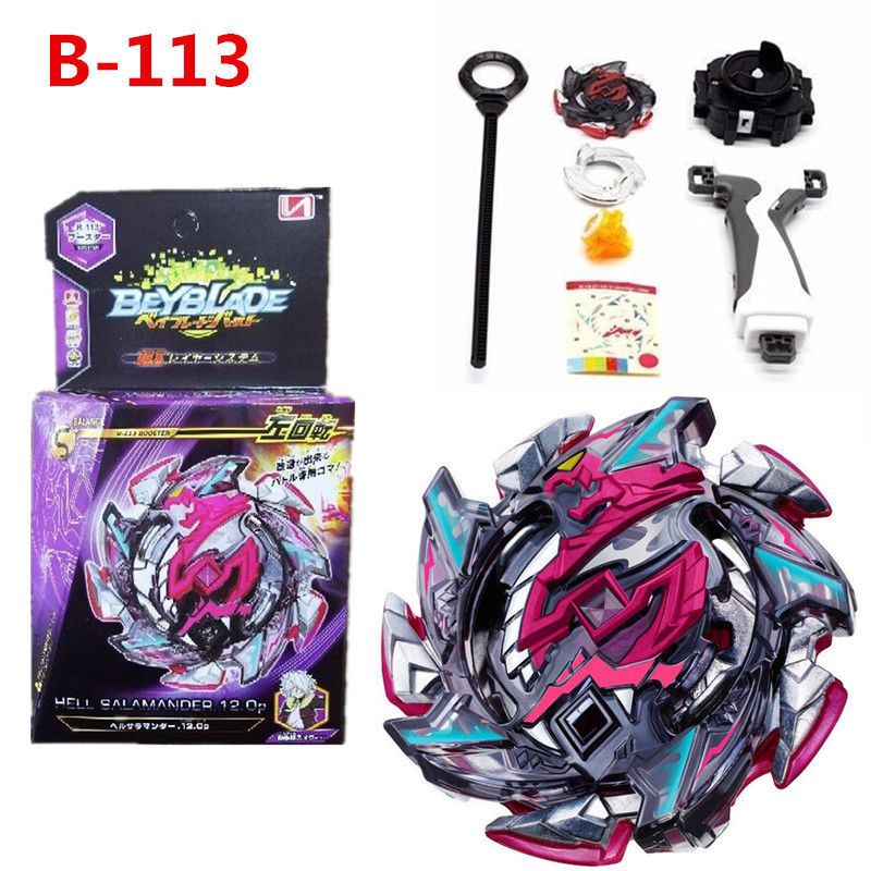 Beyblade BURST B-113 Booster Hell Salamander.12Op Mainan Gasing Putar Dengan Launcher Untuk Anak