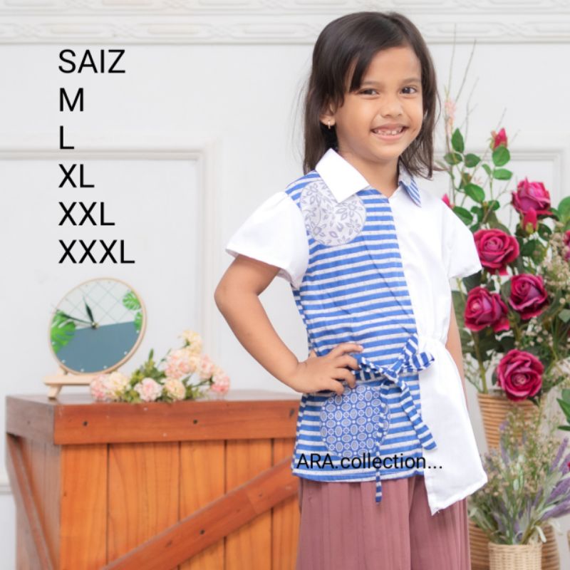 ATASAN BLUS ANAK BATIK KOMBINASI /DRES ANAK KOMBINASI BATIK NYAMAN DI PAKE ADEM
