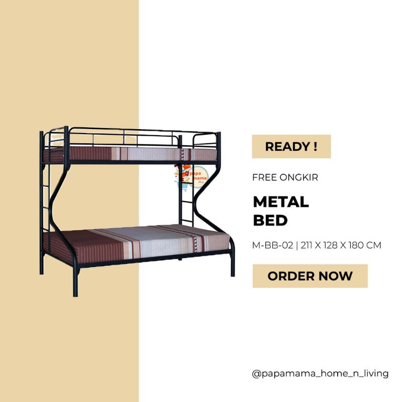 Ranjang Susun - Ranjang Besi Tingkat MBB02 - Ranjang Besi Tilam Tingkat UK120×200 - Medan Expo