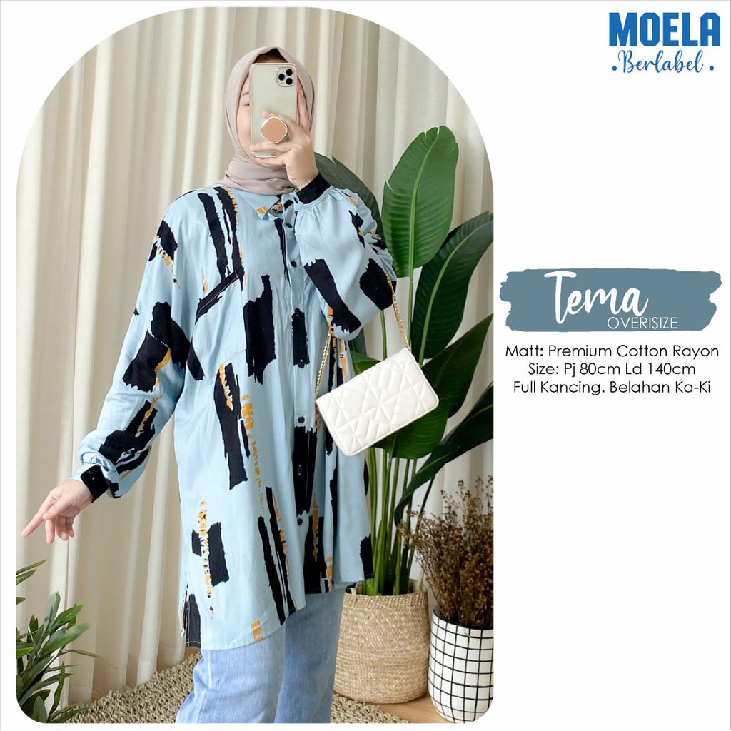 tunik oversize ld 140 VACIC berlabel MOELA motif premium rayon atasan berkerah jumbo big size wanita