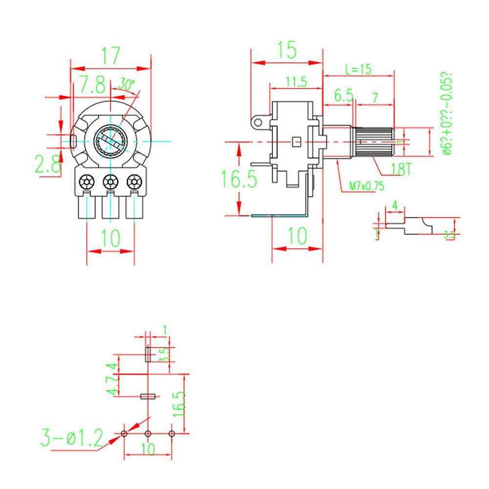 Pineapple 10PCS WH148 Dengan Saklar Kaki Bengkok 3Pin Dimmer Switch