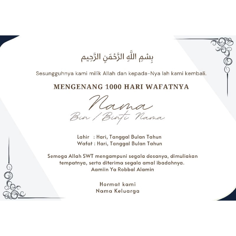 Stiker Mengenang 40/100/1000 hari Wafat, Tahlilan, Tasyakuran-M2