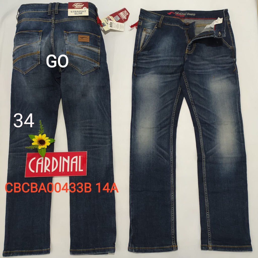 bb G 34 CARDINAL CBCBA Celana Panjang Jeans Reguler Fit Slim Fit Straight Slim Bawahan Laki-Laki