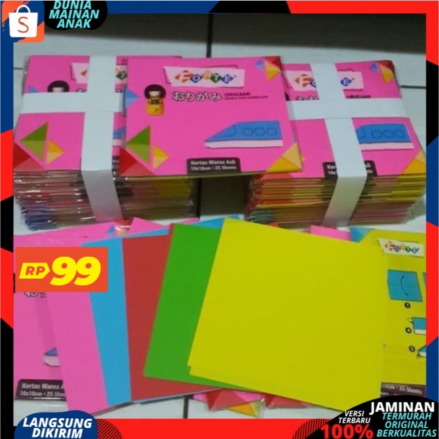 ( PROMO 99 ) SATU PACK (ISI 25 LEMBAR ) ORIGAMI KERTAS LIPAT DUA SISI FORTE 16 X 16 DOUBLE FACE