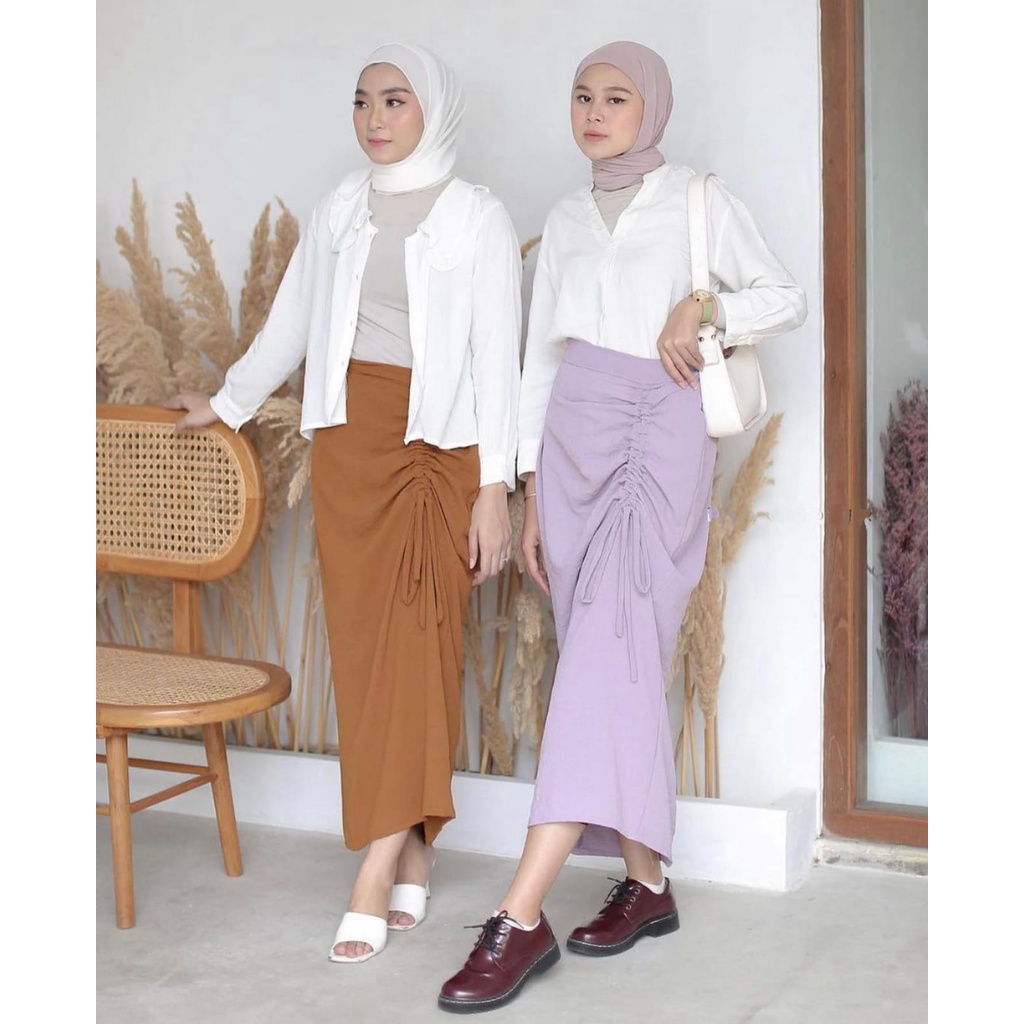 Orimoza Xandra Rok Jeans Panjang Kancing Depan Button Denim Skirt Snow-JOSEPH ROK ORANGE