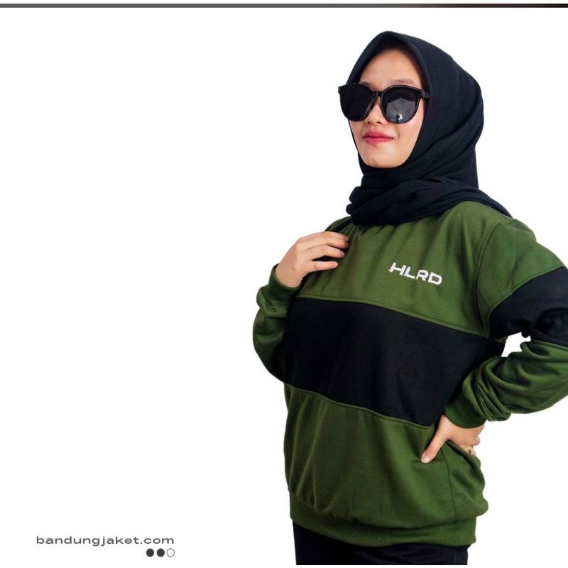 SWEATER DISTRO KOMBINASI HITAM HJAU (2WARNA) TERBARU MURAH READY