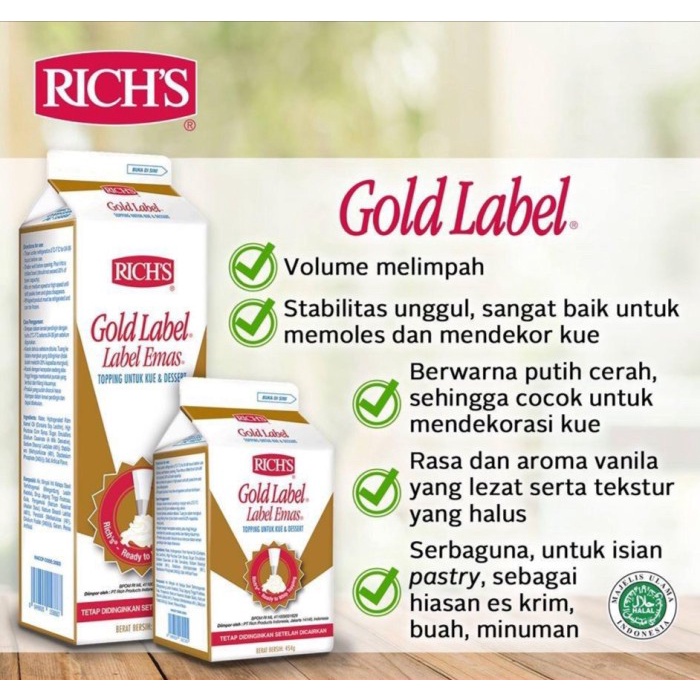 

Ht662D Rich'S Rich Gold Label Whipping Cream Non Dairy 907 Gram Ht5H