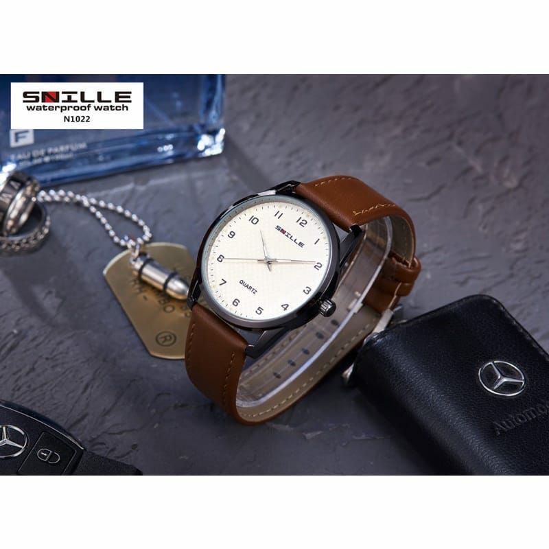 Jam Tangan Snille Kulit N1022 Fashion Pria Kasual Terlaris Bisa COD