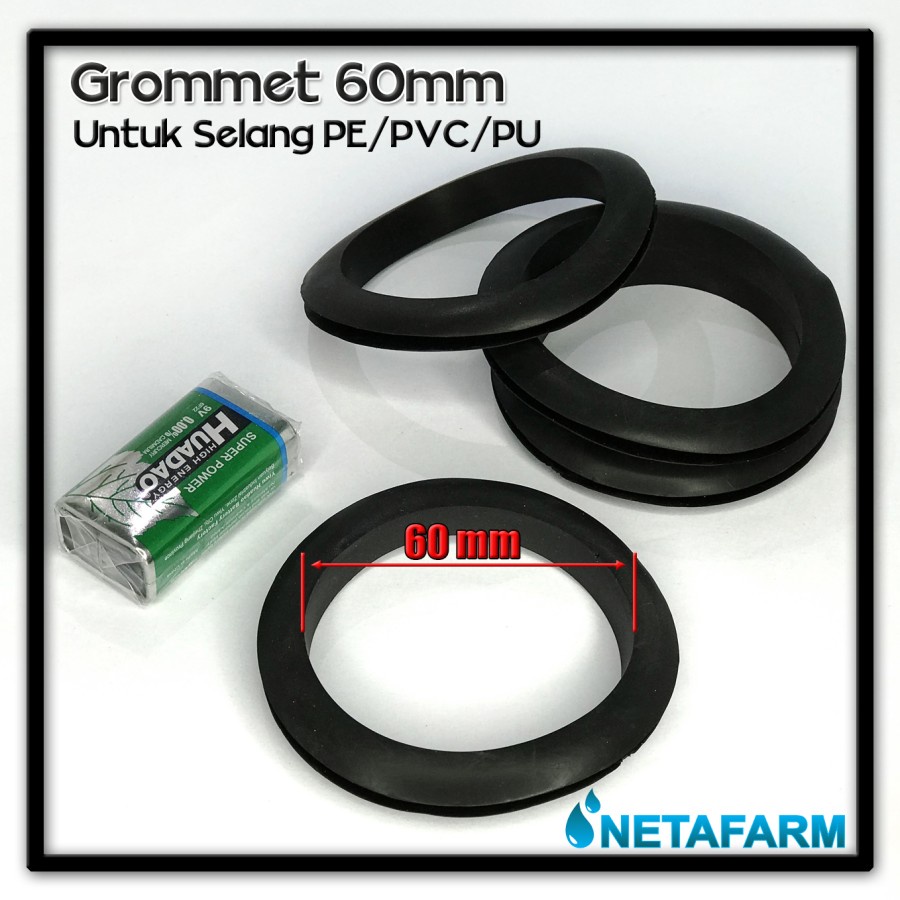 Grommet 60 mm hitam Untuk Selang PE, PU, PVC ( Satuan )