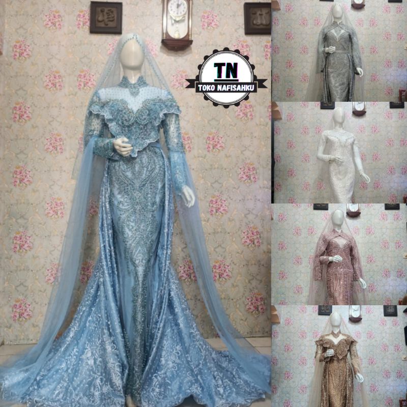 sale  gaun pengantin slim payet | dress akad pengantin modern | kebaya pengantin termurah
