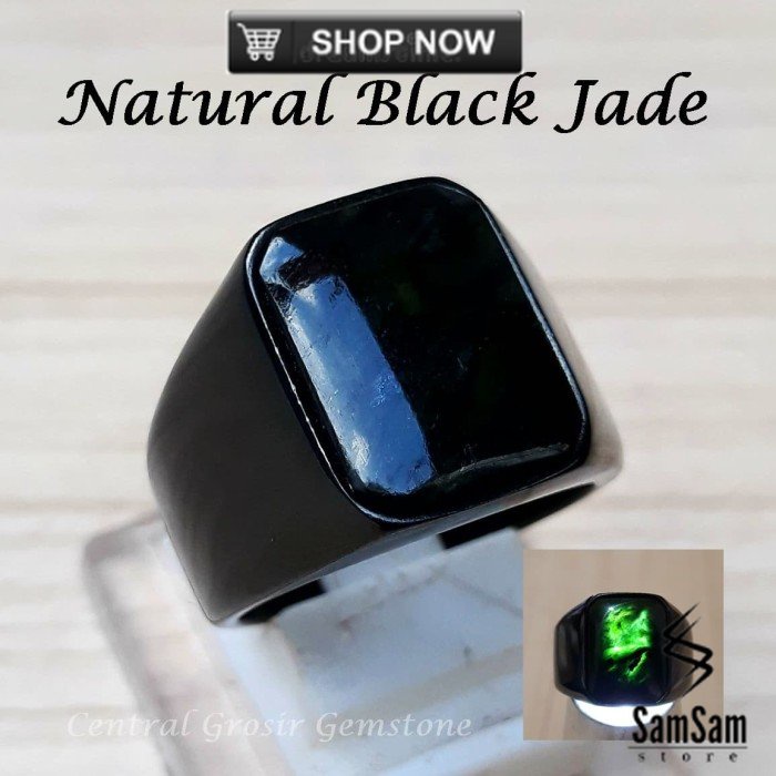 Cincin Batu Keren Natural Black Jade Asli Aceh - 8