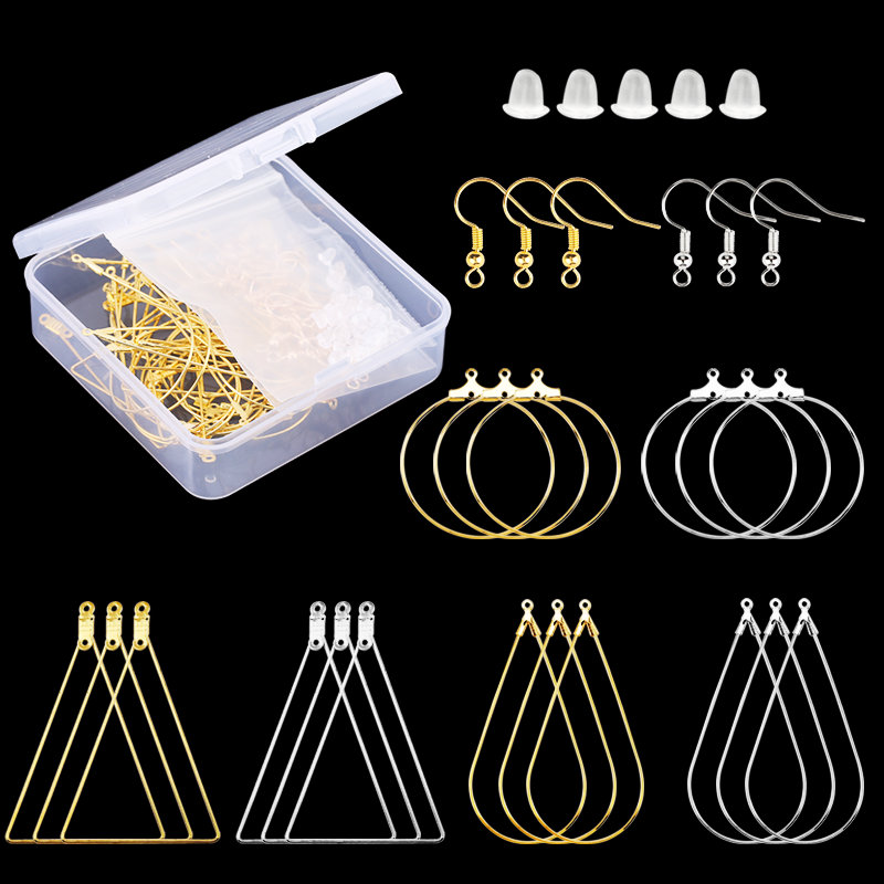 Warna Emas Perak Tembaga Hoops Earrings Kit Earrings Clasps Hooks Ear Wire Hoops Earrings Kabel Untuk Persediaan Pembuatan Perhiasan DIY