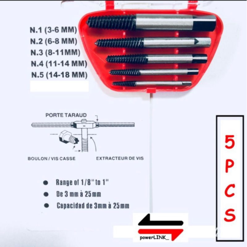 screw extractor set 5pcs tap balik set 5pcs pencabut baut rusak patah tap balik set