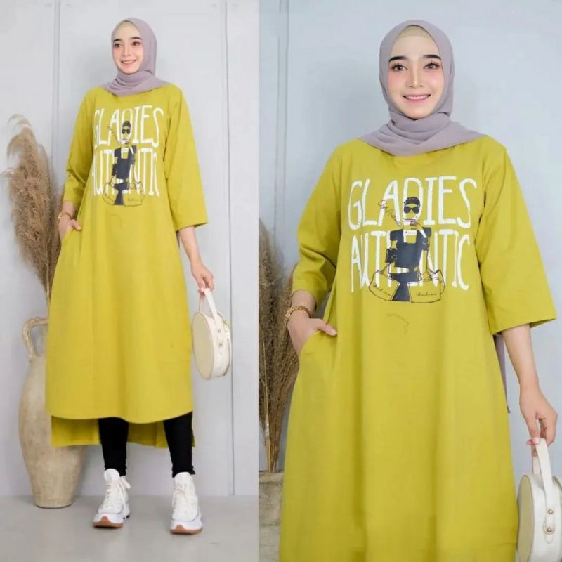 Gladies midi long tunik / pakaian wanita tunik terbaru