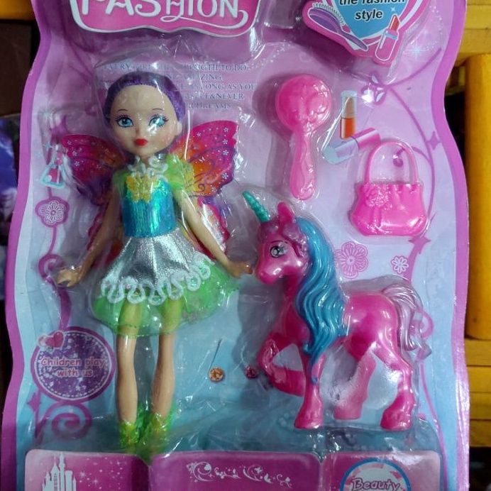 mainan boneka peri sayap barbie dan litle little pony - interesting fashion