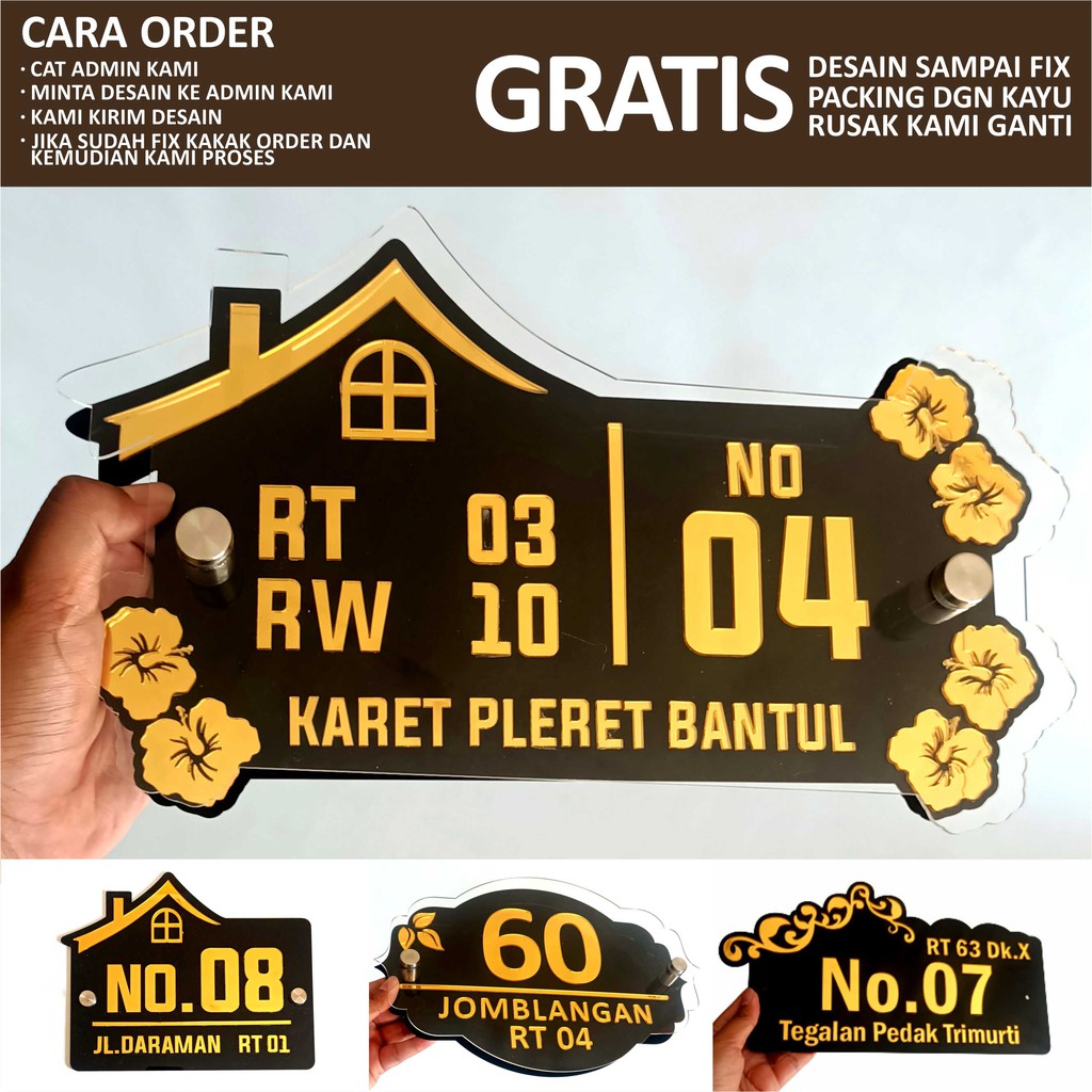 PLAT NOMOR RUMAH UNIK | NO RUMAH | PAPAN NAMA RUMAH | NOMER RUMAH AKRILIK - NRZ