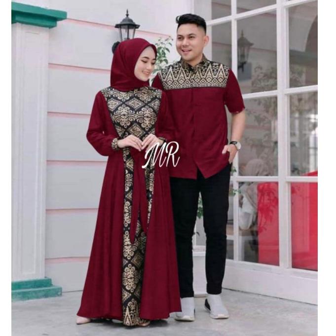 [3745F] Couple Irwansyah Batik Pasangan Sarimbit Couple Baju Capel Keluarga Kemeja Dan Gamis Maxy UK