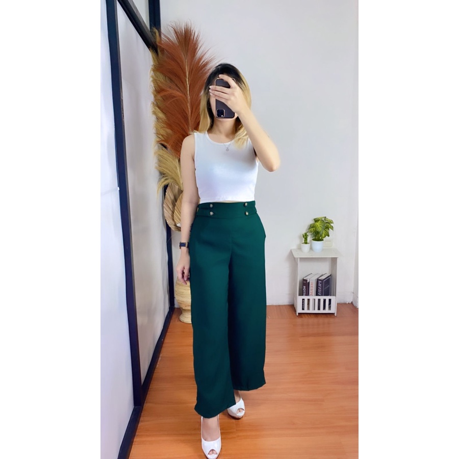 BEFAST - ZRX OOTD Celana Highwaist RONY / Celana Kulot Highwaist - Linen Cullote Double Button / Celana Panjang Kulot Kekiniaan Remaja / Kulot banyak Warna / Celana Panjang Trendy / Termurah / OOTD Ala Korean Style