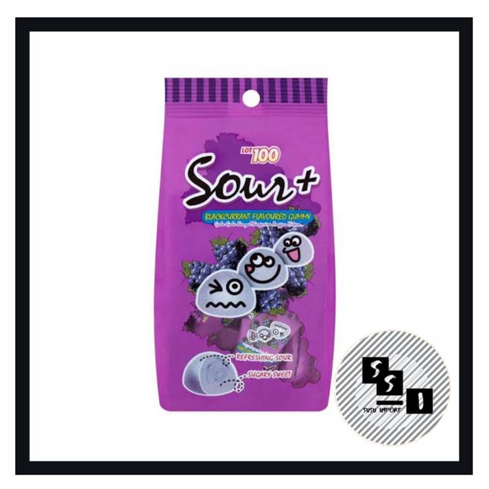 

Permen Asam Lot 100 Sour + Gummy Blackcurrant / permen kenyal (100gr )
