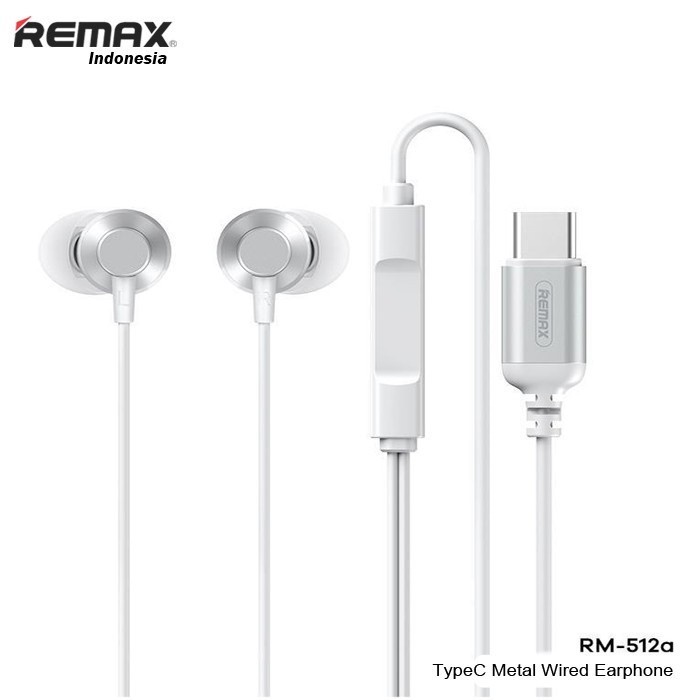 Remax Metal Wired Earphone Type a For TypeC Cable RM 512a