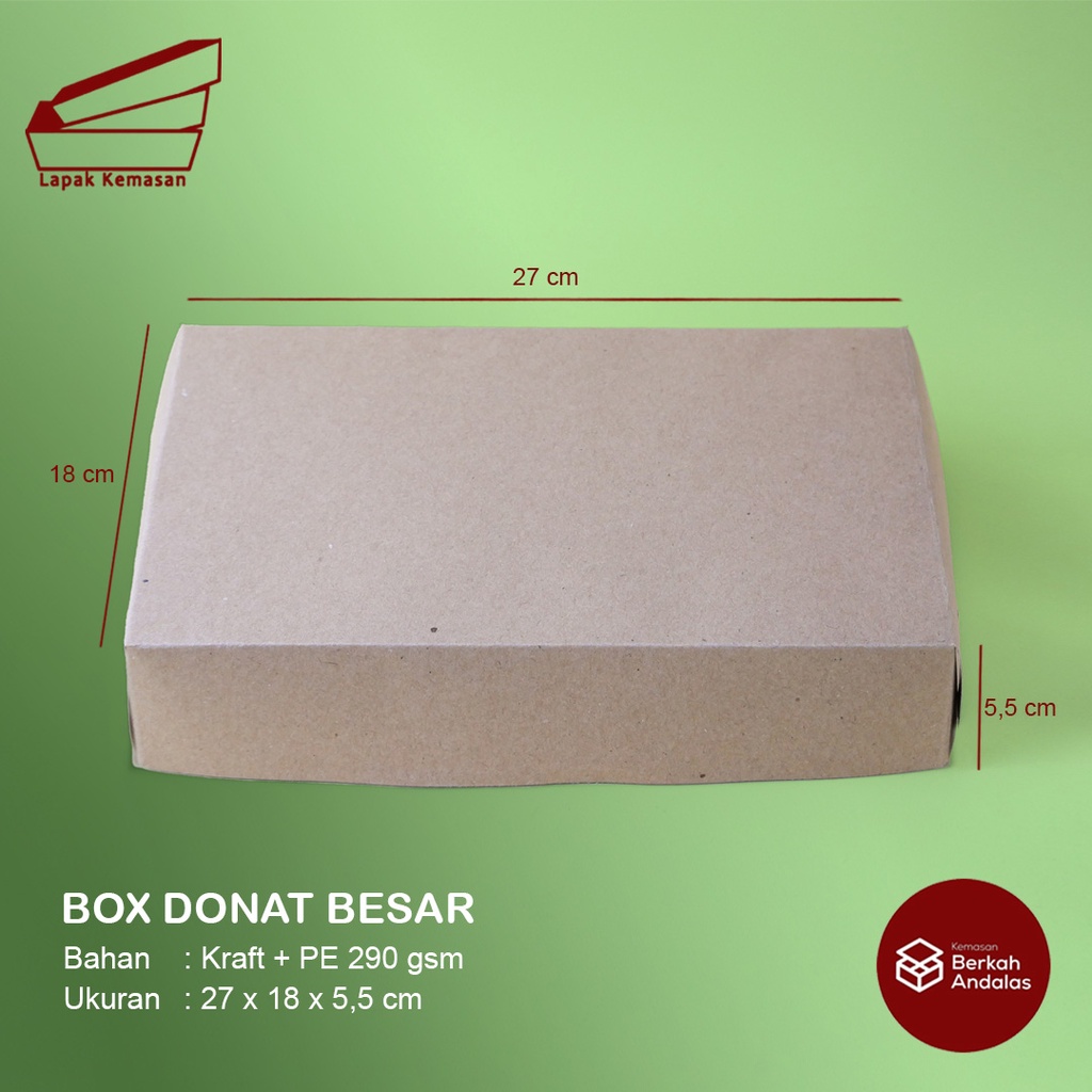 

BOX DONAT / BAHAN KRAFT / DONAT / BOMBOLONI / 27x18x5cm / KEMASAN / KARDUS