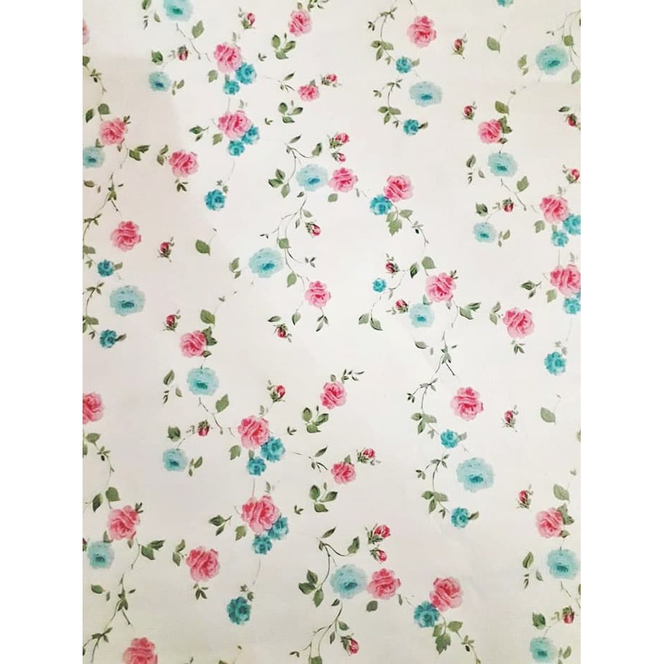 Wallpaper Sticker Walpaper Dinding Motif Bunga Kecil Pink Biru 10meter Shopee Indonesia