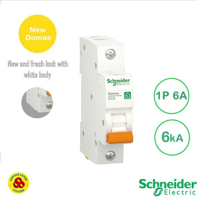 Schneider MCB 1P 6A 6kA New Domae MCB Breaker 1 Phase 6 Amp 6kA