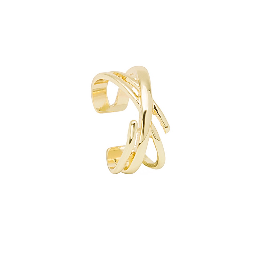 Cincin Bentuk Geometris Twisted Bahan Metal Warna Gold Silver Untuk Wanita