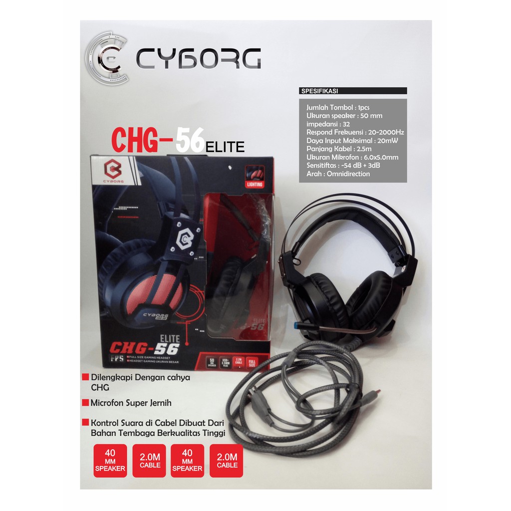 HEADSET GAMING CYBORG CHG 56 ( ELITE )