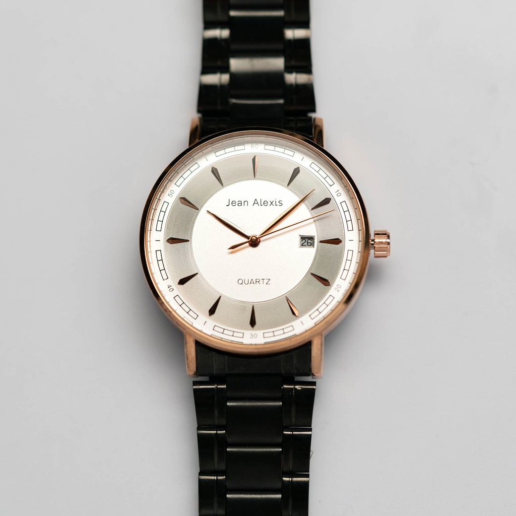 Jam Tangan Rantai Pria Cowok Anti Air Jean Alexis ALVA GHST JA115 - Prestige Edition - White Dial (P