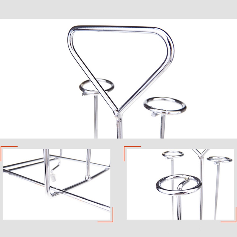 Mi.more Rak Gelas 6Cups Perak Stand Holder Cangkir Stand Gelas Sampanye Dengan Sasis Putih /Stand Glass Stainless Tempat Cangkir / Gelas Stand / Tempat Gelas Gantung