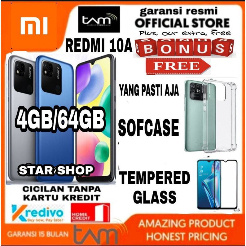 XIAOMI REDMI 10A 4/64GB 3/64 GB &amp; 3/32 GB GARANSI RESMI - REDMI 10A RAM 4GB/64GB