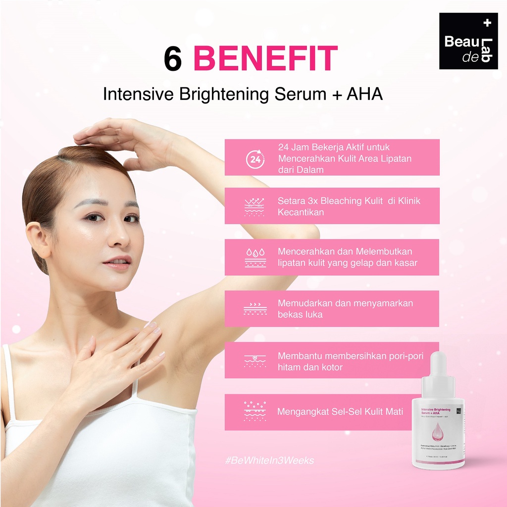 Beaudelab Underarm Brightening Serum AHA | Pemutih Ketiak Selangkangan Instan Cepat| Penghilang Bekas Luka-8