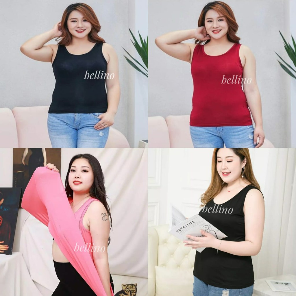 Bellino - Singlet Viorano Tali Lebar Wanita Jumbo XXL Tanktop Big Size Tangtop Adem Warna Polos-2