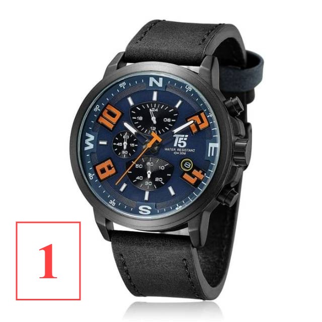Jam Tangan Pria T5 H3655 T5 H 3655 original leather chrono aktif bergaransi free box kaleng