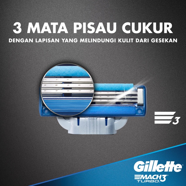 Gillette Pencukur Mach 3 Turbo Razor Alat Cukur Refill