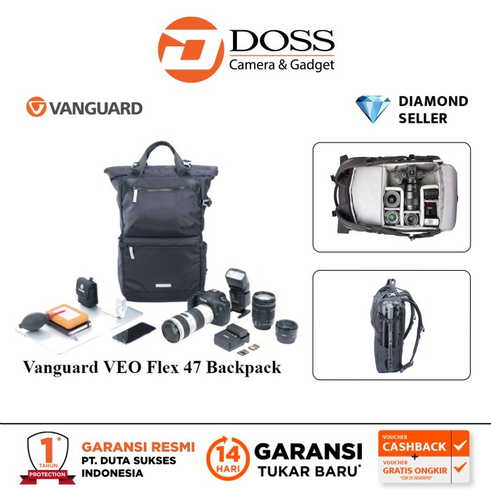 Kamera-Ransel-Tas- Tas Kamera Vanguard Veo Flex 47M Backpack / Tas Vanguard - Hitam -Tas-Ransel-