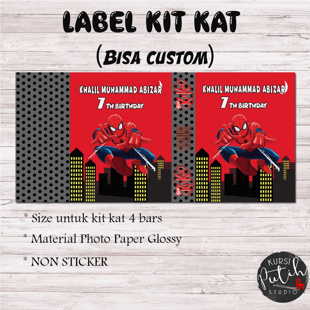 

Label kitkat kit kat bisa custom tema spiderman