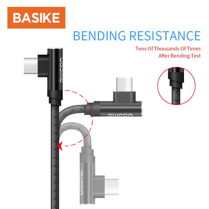 Basike Kabel Data Type-C Cable Type C Quick Charge Charger Fast Charging Tipe C 90 Derajat xiaomi-4