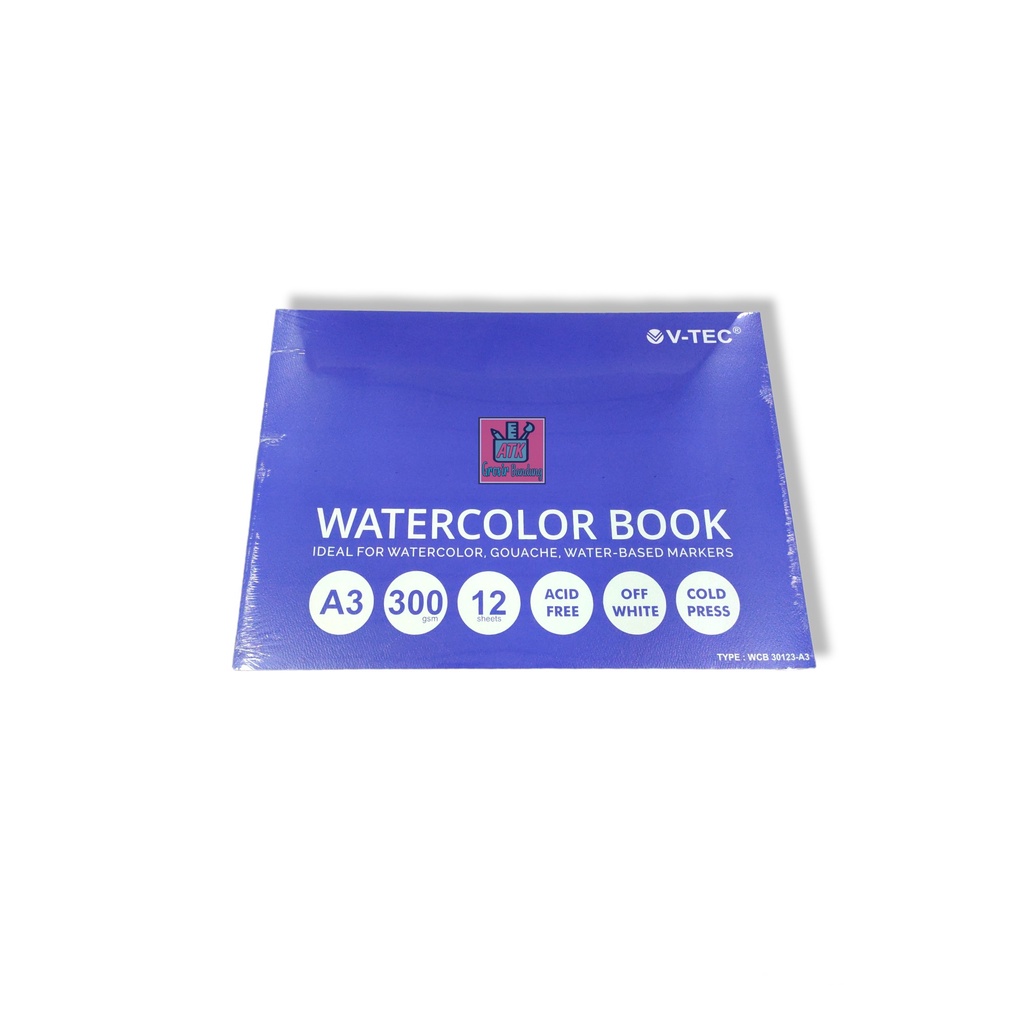 

Water Colour Book V-Tec Ukuran A3 WCB - 30123 / Sketchbook Water Colour Vtec 300 Gram isi 12 Sheet – SHAGB