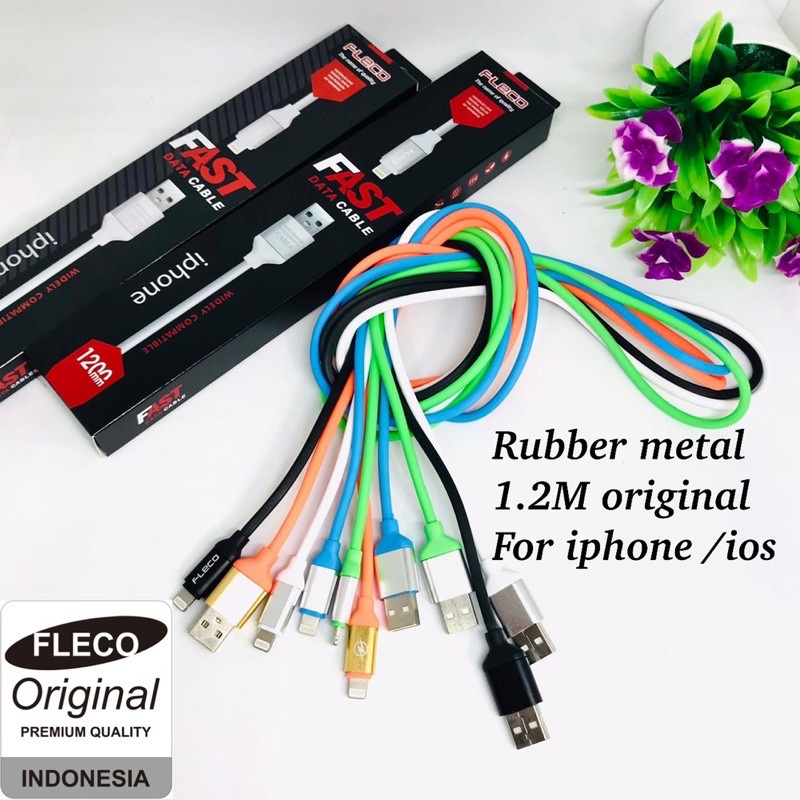 PROMO KABEL DATA LIGHTNING/IOS FLECO RUBBER 120CM FAST CHARGING FC PROMO