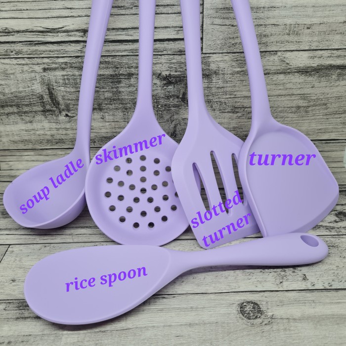 Purple silicone kitchen utensil spatula - lilac / centong sodet tongs / set kitchen tongs centong sodet ungu lilac