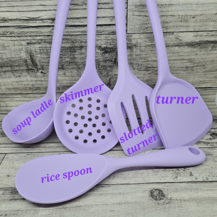 Purple silicone kitchen utensil spatula - lilac / centong sodet tongs / set kitchen tongs centong sodet ungu lilac