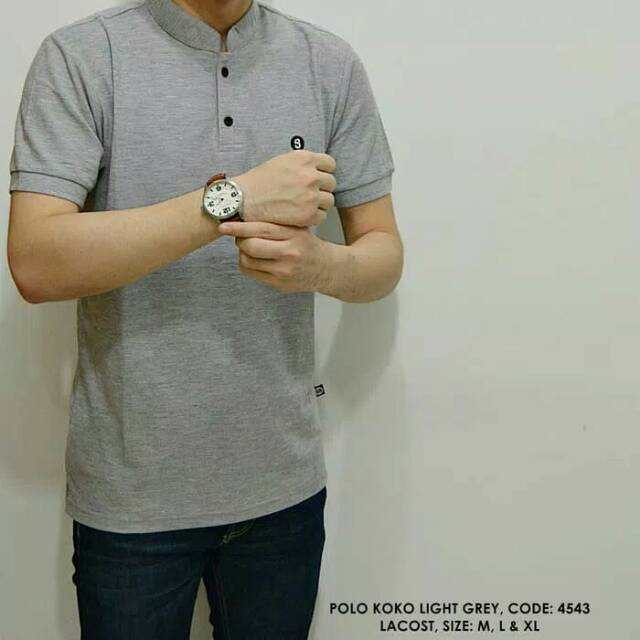 Kaos Polo Pria Lengan Pendek Abu Abu Muda