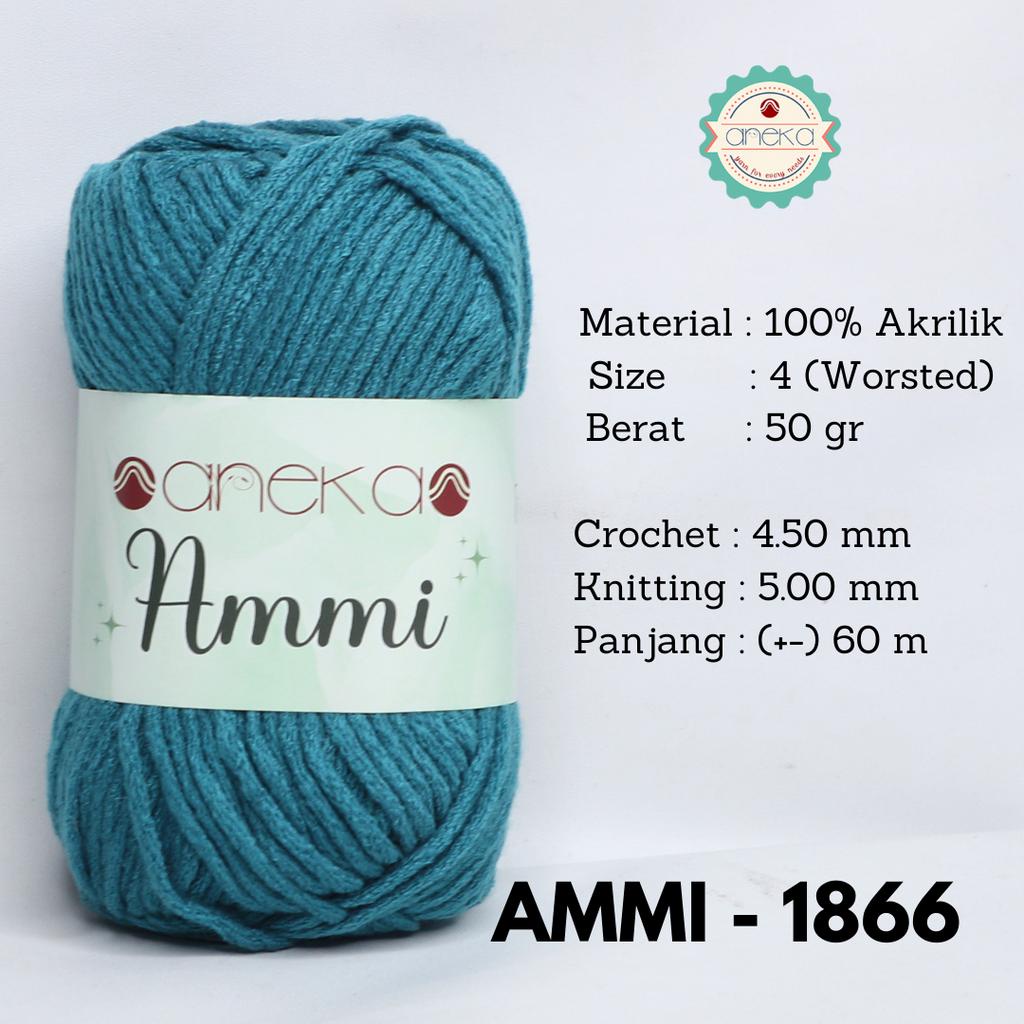 Benang Rajut Ammi / 100% Acrylic / 6 Ply Akrilik - 1866 (Teal)