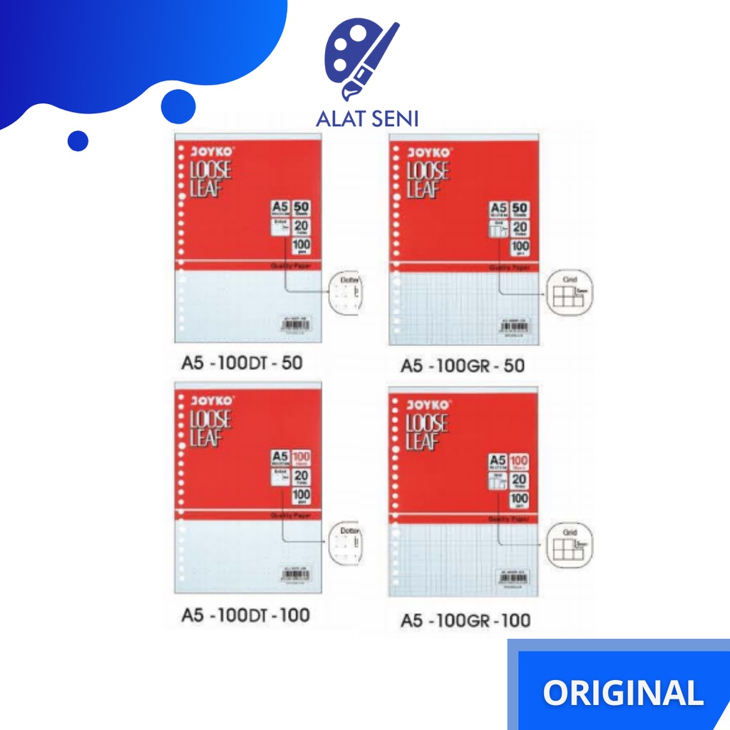 

Joyko Loose Leaf Grid 50 - 100 SHEET B5 / A5 Isi Binder Kotak