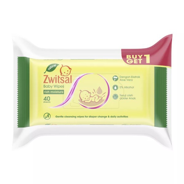 Zwitsal Baby Wipes Tisu Basah 40s Buy 1 Get 1